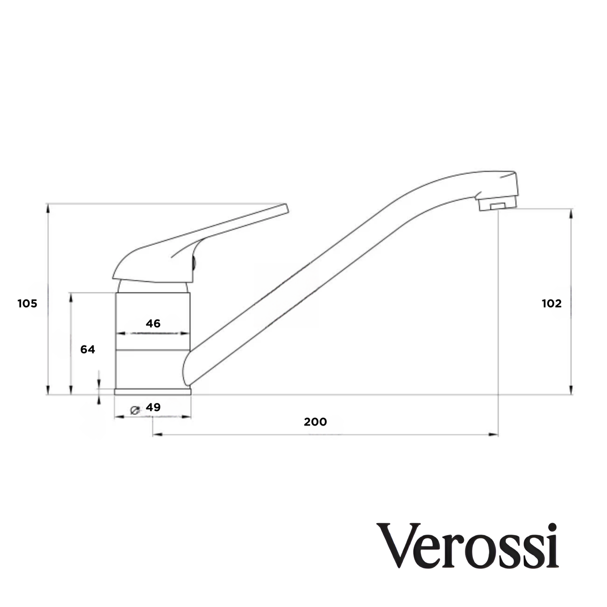 Verossi | Vesper | Top Lever Kitchen tap | Chrome