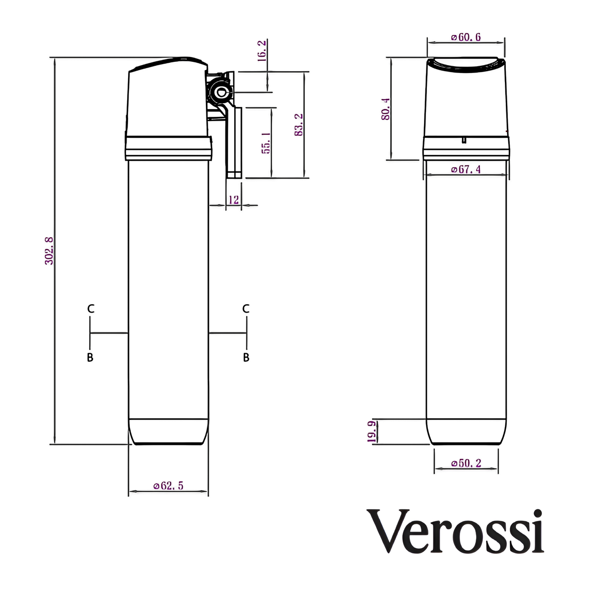 Verossi  | Versace | Traditional Bridge Style 3 in 1 Instant Boiling Tap | Black Ceramic Levers | Polished Chrome Finish