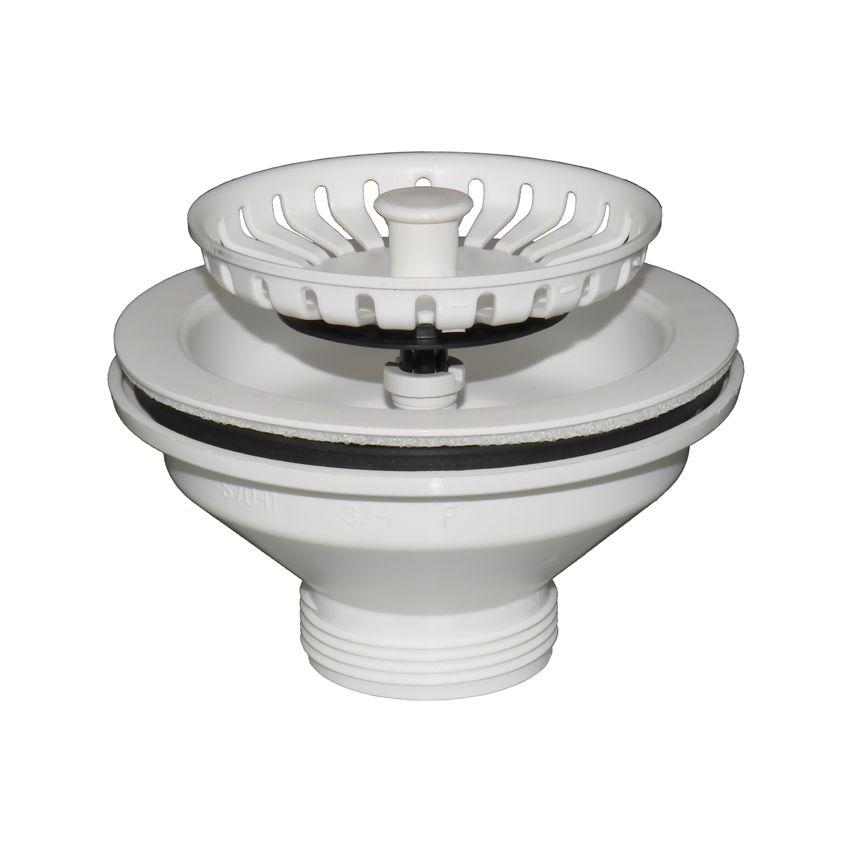 Eco | Basket Strainer Kitchen Sink Waste with Round Overflow Plate | Matt White Finish