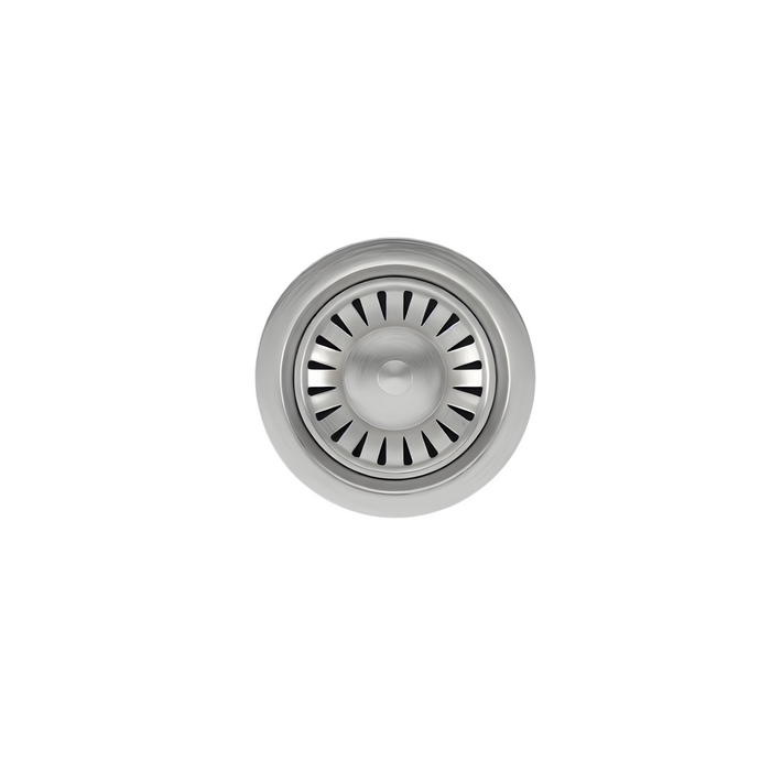 Elite | Basket Strainer Kitchen Sink Waste with Round & Rectangular Overflow Plates - Brushed Steel Finish