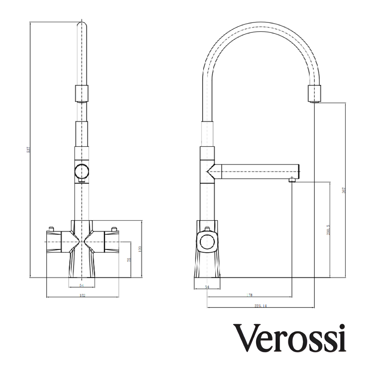 Verossi | Vaculoa | Flexi 3 in 1 Instant Boiling Tap | Polished Chrome Finish