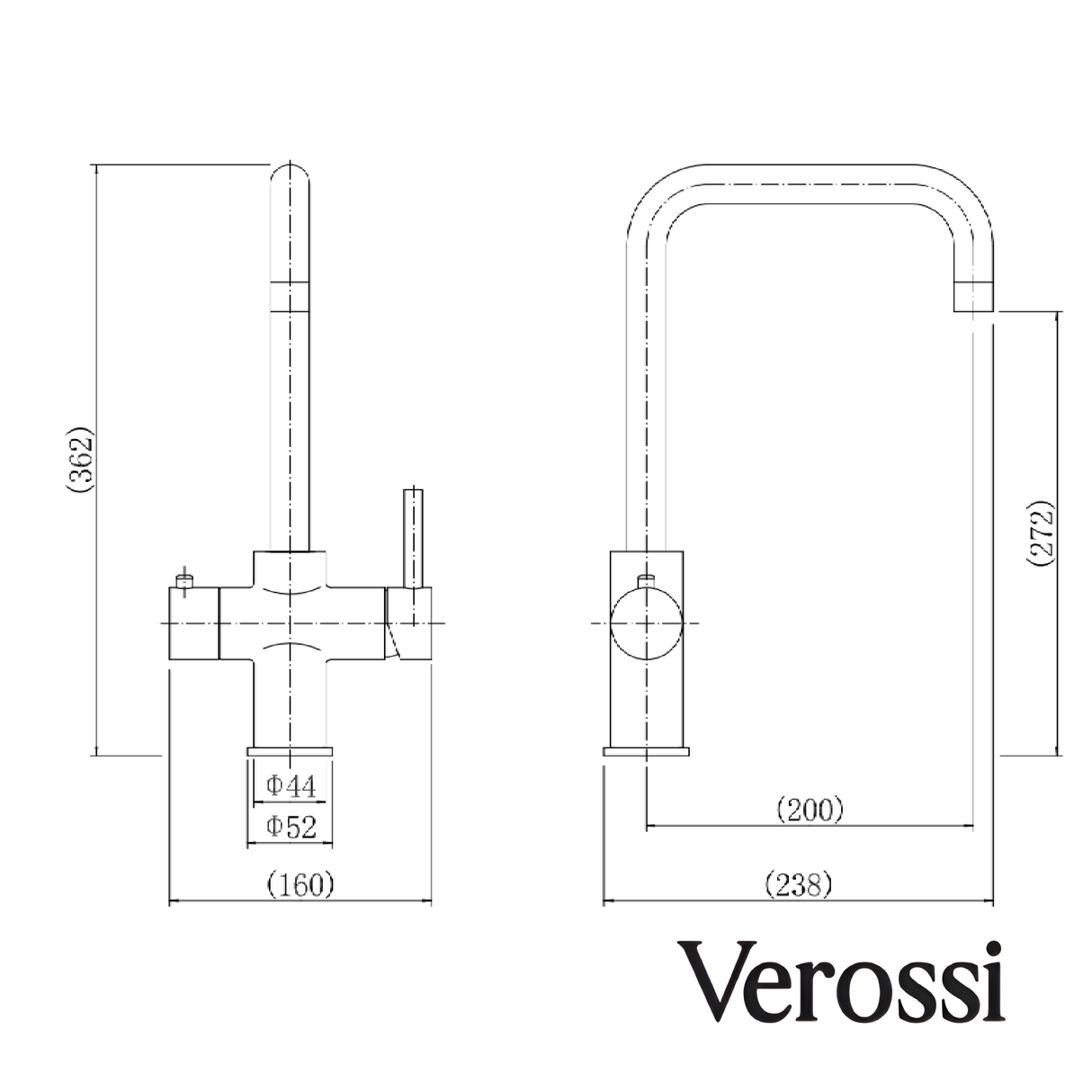 Verossi | Vigore | Contemporary 3 in 1 Instant Boiling Tap | Unfinished Brass Finish