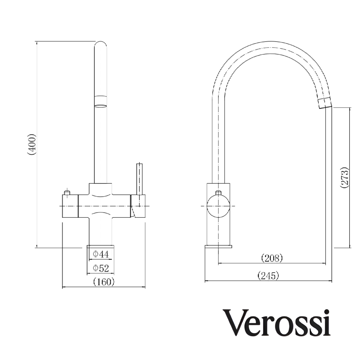 Verossi | Vinta | Swan 3 in 1 Instant Boiling Tap | Unfinished Brass Finish