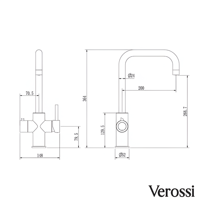 Verossi  | 4 in 1 Instant Boiling & Filtered Cold Water Tap | Matt Black Finish