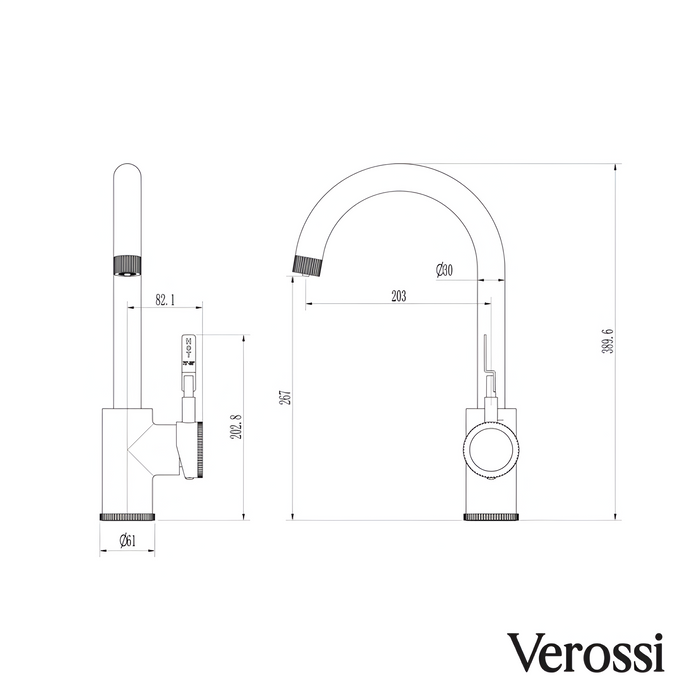 Verossi  | Industrial Style Single Lever  3 in 1 Instant Boiling Tap | Matt Black Finish