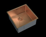 Verossi | Vrimo | 1.0 Bowl Stainless Steel Kitchen Sink | Inset or Undermounted | Strainer Waste Supplied | Copper Finish