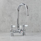 Verossi  | Versace | Traditional Bridge Style 3 in 1 Instant Boiling Tap | White Ceramic Levers | Polished Chrome Finish