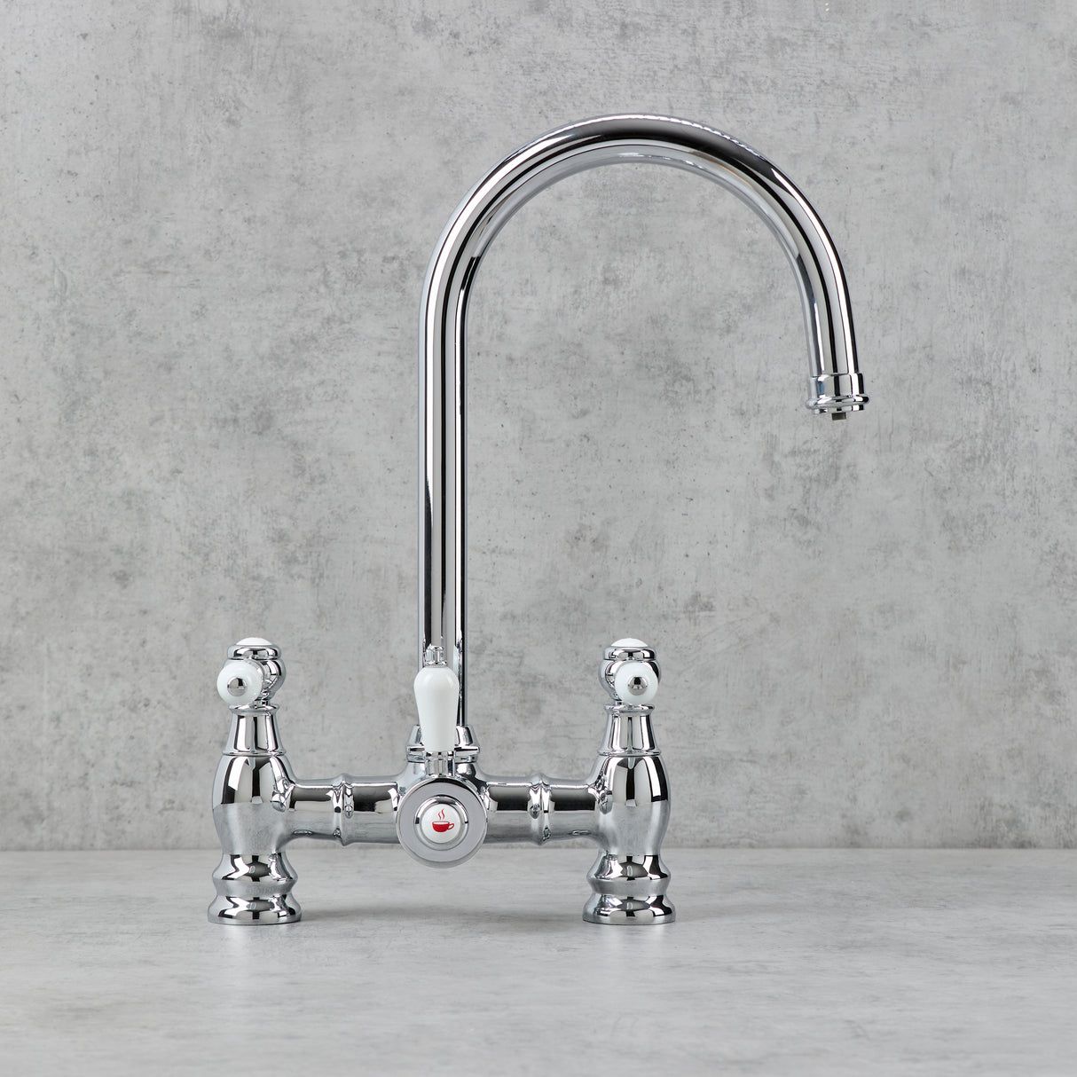 Verossi  | Versace | Traditional Bridge Style 3 in 1 Instant Boiling Tap | White Ceramic Levers | Polished Chrome Finish