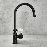 Verossi  | Versace | Traditional Bridge Style 3 in 1 Instant Boiling Tap | White Ceramic Levers | Matt Black Finish