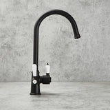 Verossi  | Vandisso | Traditional Cruciform Style 3 in 1 Instant Boiling Tap | White Ceramic Levers | Matt Black Finish