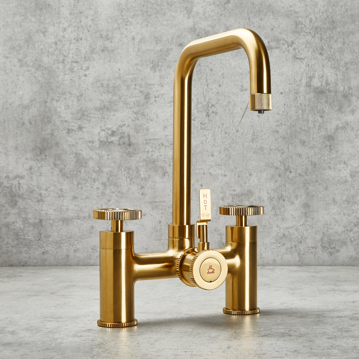 Verossi  | Vorisse | Industrial Bridge Style 3 in 1 Instant Boiling Tap | Brushed Gold Finish