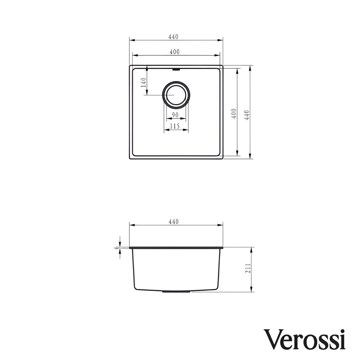 Verossi | Vrimo | 1.0 Bowl Stainless Steel Kitchen Sink | Inset or Undermounted | Strainer Waste Supplied | Gold Finish