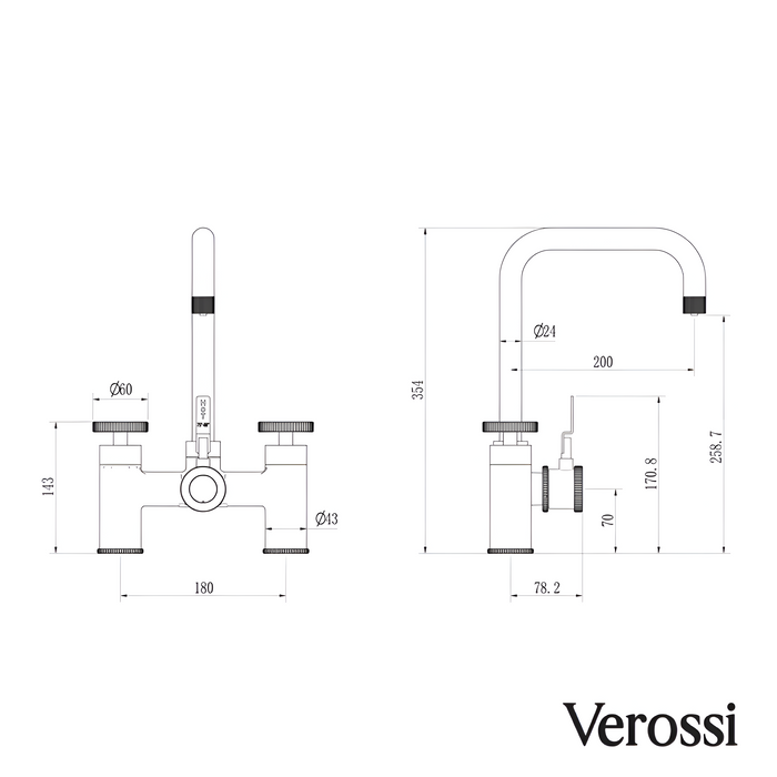 Verossi  | Industrial Bridge Style 3 in 1 Instant Boiling Tap | Matt Black Finish