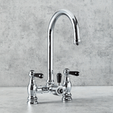 Verossi  | Versace | Traditional Bridge Style 3 in 1 Instant Boiling Tap | Black Ceramic Levers | Polished Chrome Finish