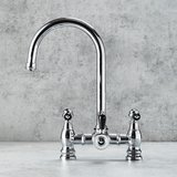 Verossi  | Versace | Traditional Bridge Style 3 in 1 Instant Boiling Tap | Black Ceramic Levers | Polished Chrome Finish