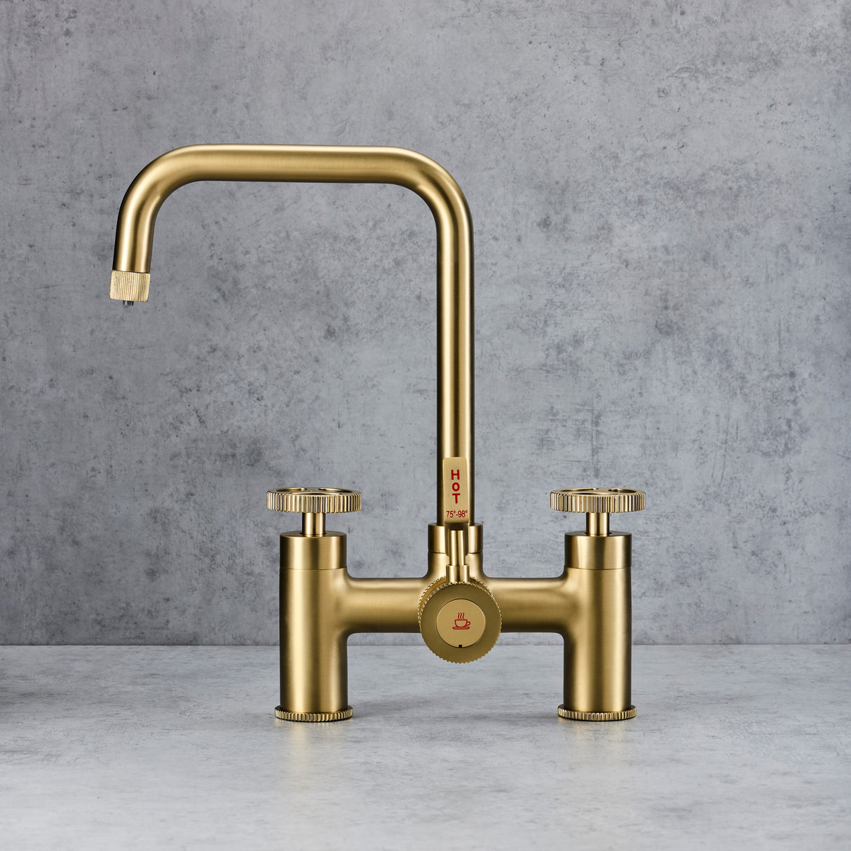 Verossi  | Vorisse | Industrial Bridge Style 3 in 1 Instant Boiling Tap | Brushed Brass Finish