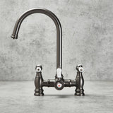 Verossi  | Versace | Traditional Bridge Style 3 in 1 Instant Boiling Tap | White Ceramic Levers | Gun Metal Finish