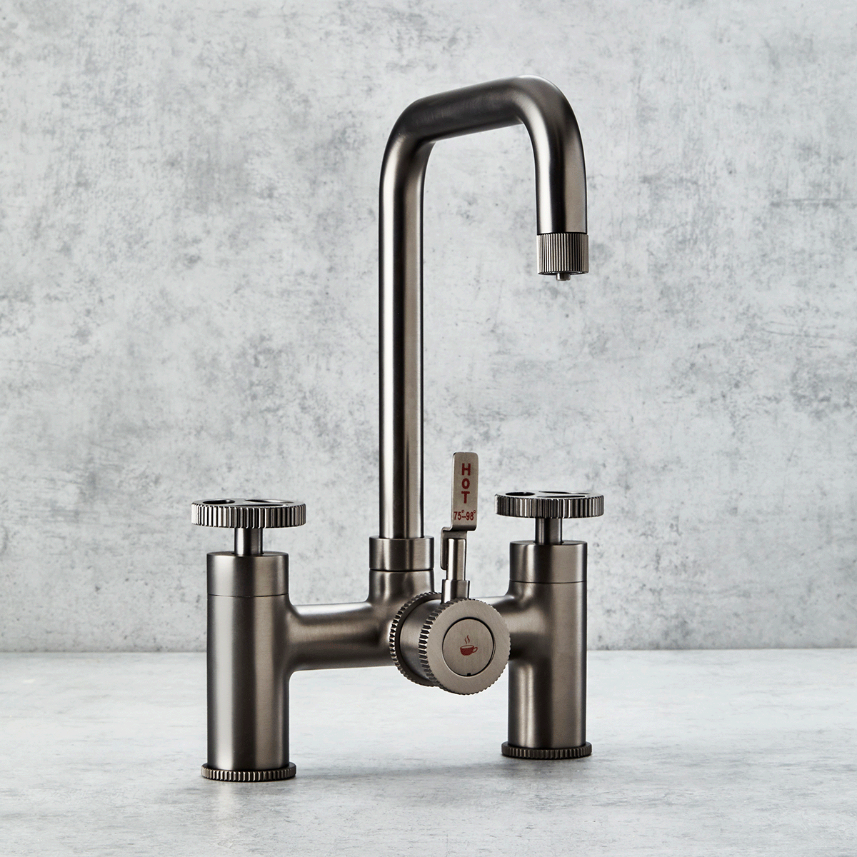 Verossi  | Vorisse | Industrial Bridge Style 3 in 1 Instant Boiling Tap | Gun Metal Finish