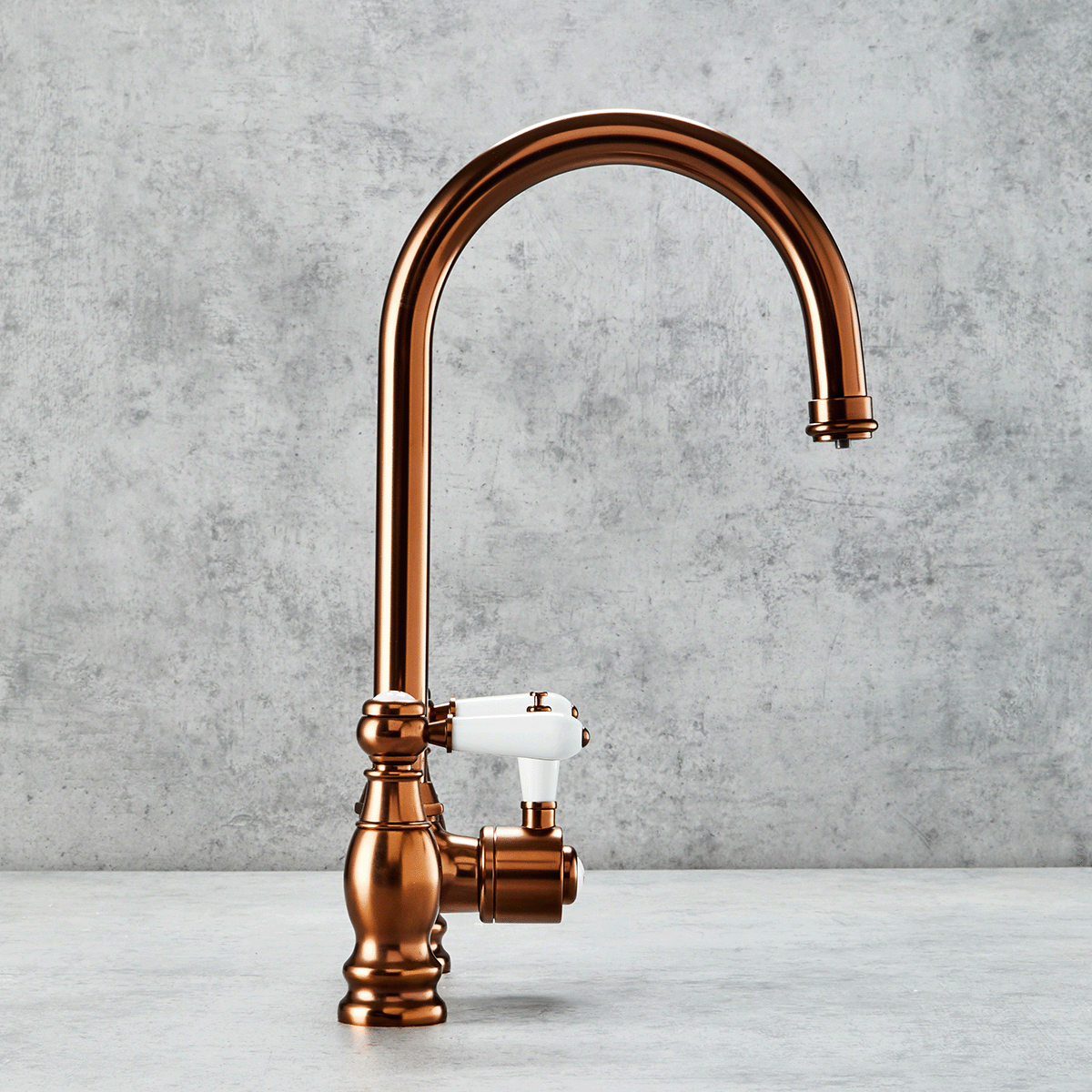 Verossi  | Versace | Traditional Bridge Style 3 in 1 Instant Boiling Tap | White Ceramic Levers | Brushed Copper Finish