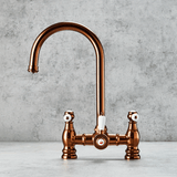 Verossi  | Versace | Traditional Bridge Style 3 in 1 Instant Boiling Tap | White Ceramic Levers | Brushed Copper Finish