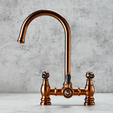 Verossi  | Versace | Traditional Bridge Style 3 in 1 Instant Boiling Tap | Black Ceramic Levers | Brushed Copper Finish