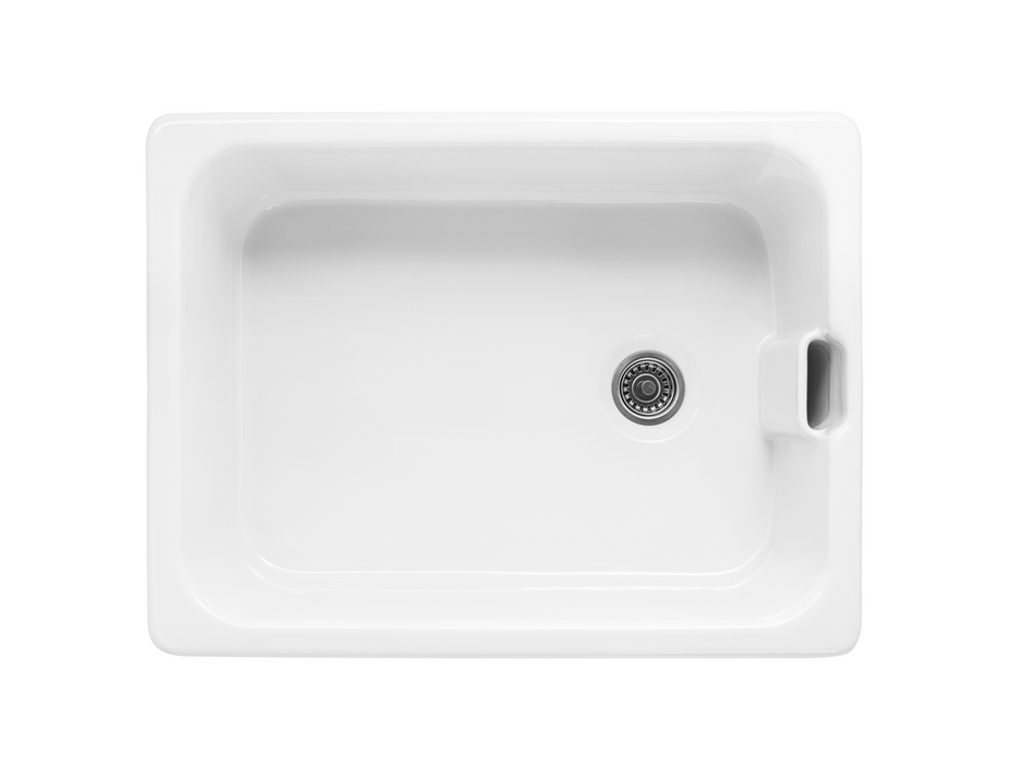 Verossi - Fireclay | Belfast 1 Bowl White Ceramic Kitchen Sink | Waste Supplied | 595 x 455 mm
