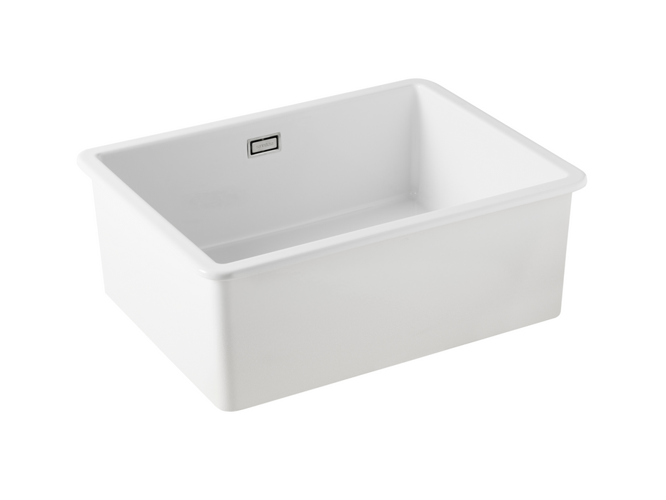 Verossi - Fireclay | Single Bowl Inset/Undermount White Ceramic Kitchen Sink | Strainer Wastes Supplied | 595 x 460mm